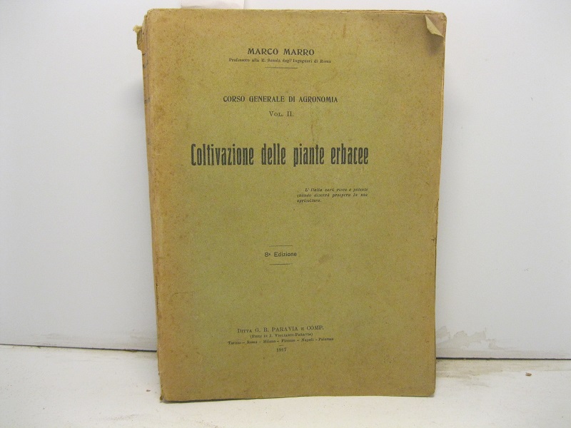 Coltivazione delle piante erbacee. 8o edizione.
