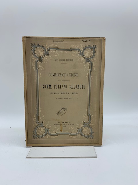 Commemorazione del Professore Comm. Filippo Salomoni letta nell'aula magna della …