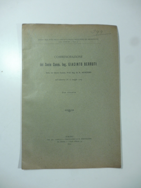 Commemorazione del socio Comm. Ing. Giacinto Berruti