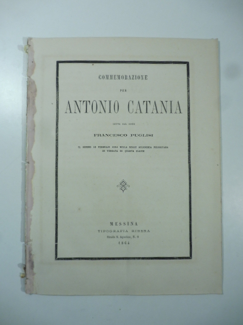 Commemorazione per Antonio Catania