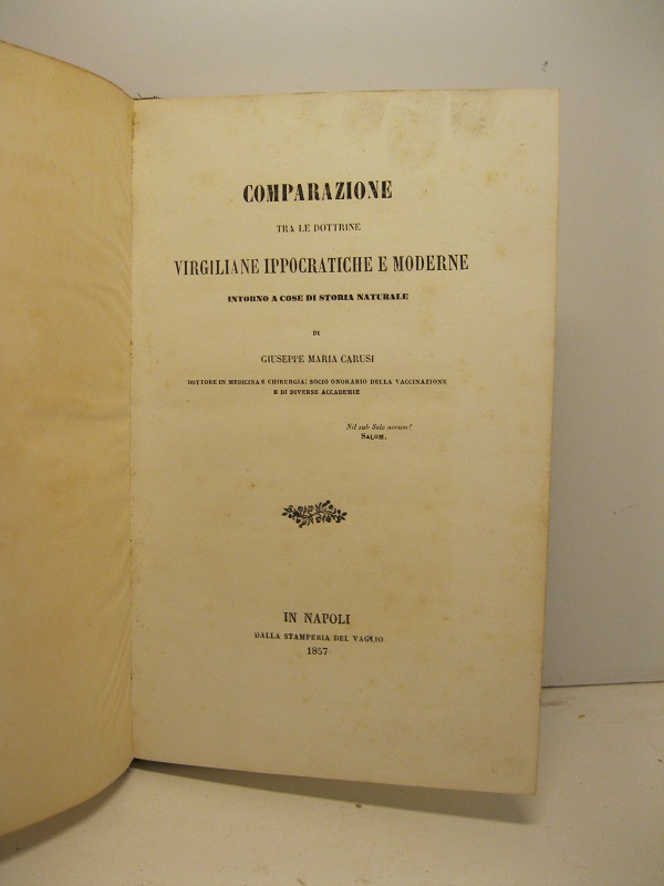Comparazione tra le dottrine virgiliane ippocratiche e moderne intorno a …