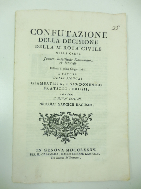 Confutazione della decisione della M. Rota civile nella causa Januen. …