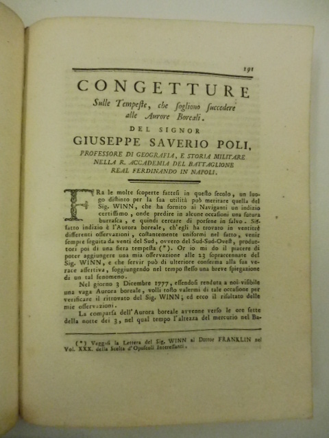 Congetture sulle tempeste che sogliono succedere alle aurore boreali