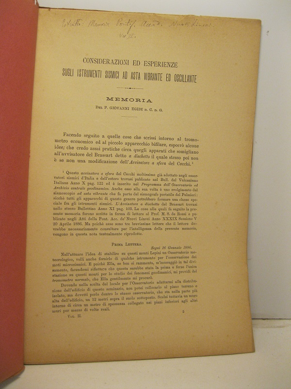 Considerazioni ed esperienze sugli istrumenti sismici ad asta vibrante ed …