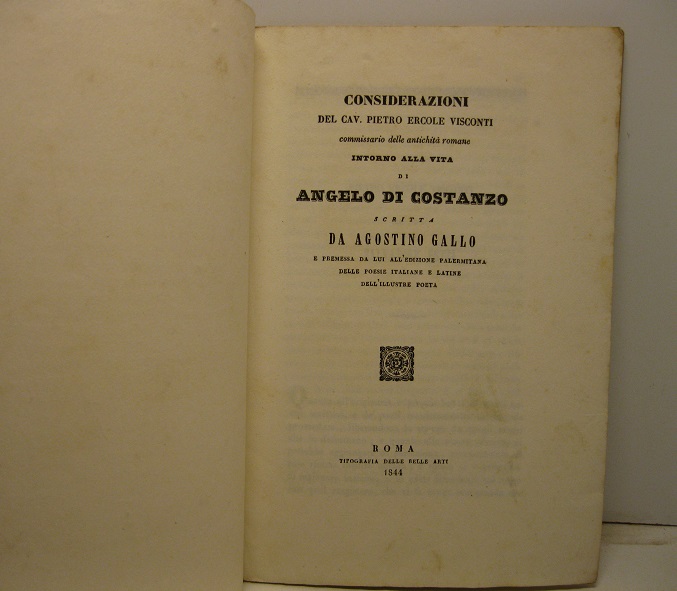 Considerazioni intorno alla vita di Angelo di Costanzo scritta da …