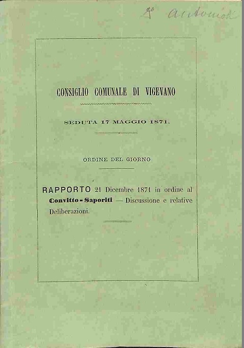 Consiglio comunale di Vigevano. Seduta 17 maggio 1871. Rapporto 21 …