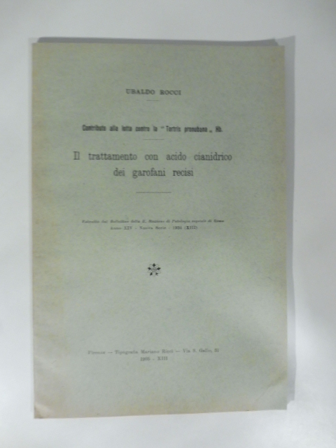 Contributo alla lotta contro la Tortrix pronubana Hb. Il trattamento …