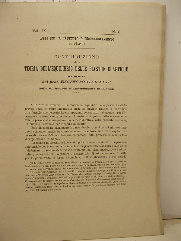 Contribuzione alla teoria dell'equilibrio delle piastre elastiche