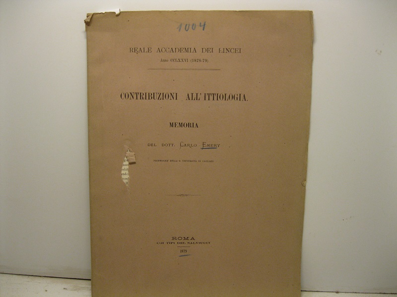 Contribuzioni all'ittiologia