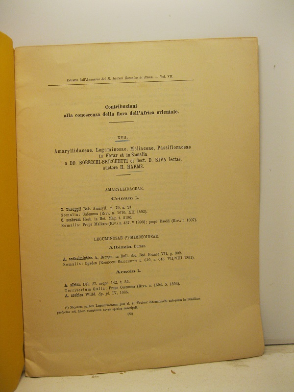 Contribuzioni alla conoscenza della flora dell'Africa orientale. XVII. Amaryllidacee, Leguminosae, …