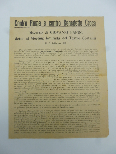 Contro Roma e contro Benedetto Croce. Discorso di Giovanni Papini …
