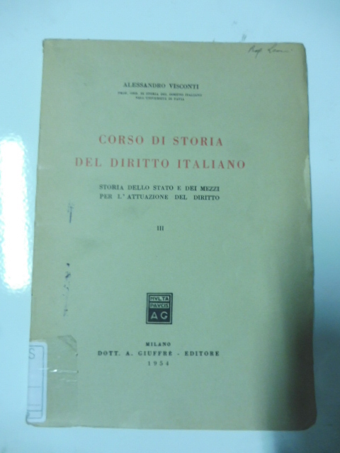 Corso di storia del diritto italiano Storia dello stato e …