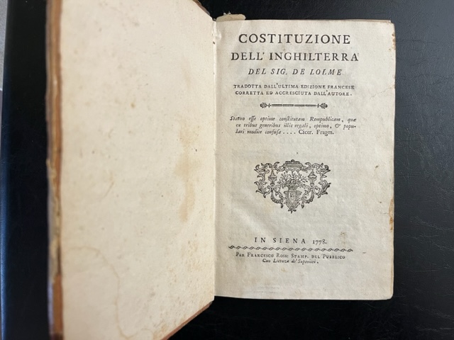 Costituzione dell'Inghilterra. tradotta dall'ultima edizione francese corretta ed accresciuta dall'autore