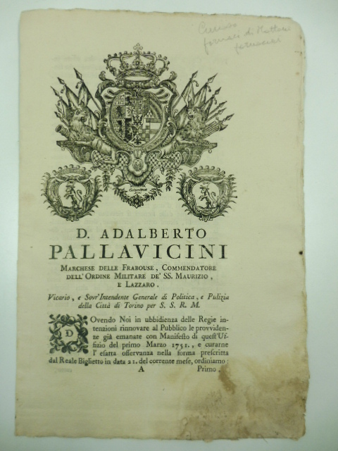 D. Adalberto Pallavicini. vicario e sovrintendente generale di politica e …
