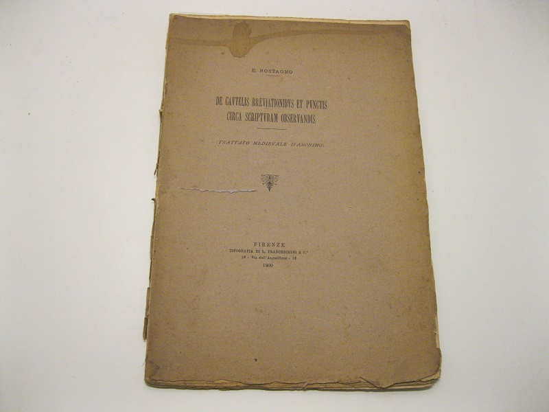 De cautelis breviationibus et punctis circa scripturam observandis. (Trattato medievale …