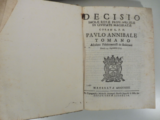 Decisiones sacrae Rotae. in civitate Maceratae coram Paulo Annibale Tomano.
