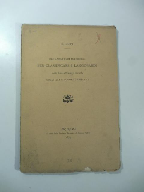 Dei caratteri intrinseci per classificare i Langobardi nelle loro attinenze …