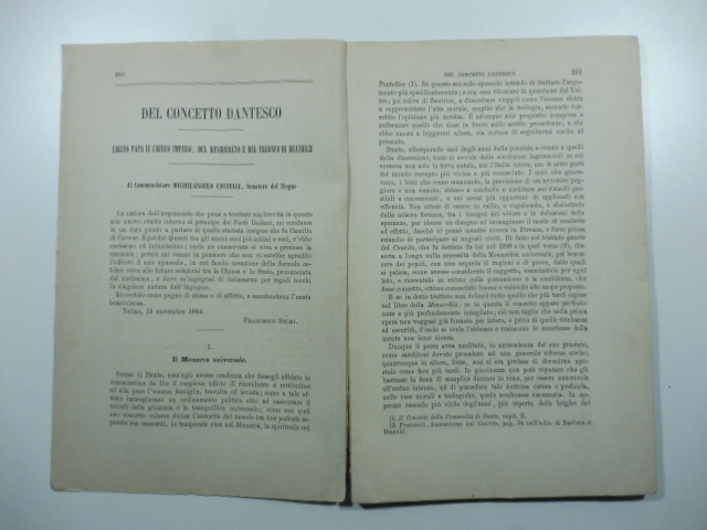 Del concetto dantesco Libero Papa in libero impero; Del Desiderato …
