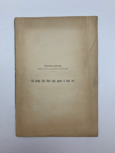 Del diritto dello Stato sugli oggetti di Belle arti