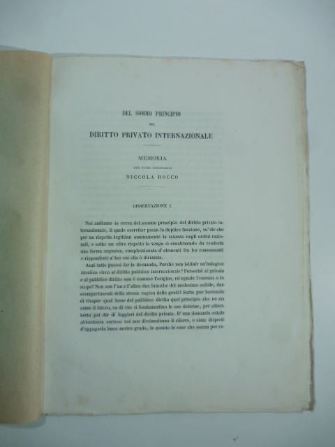 Del sommo principio del diritto privato internazionale. Memoria