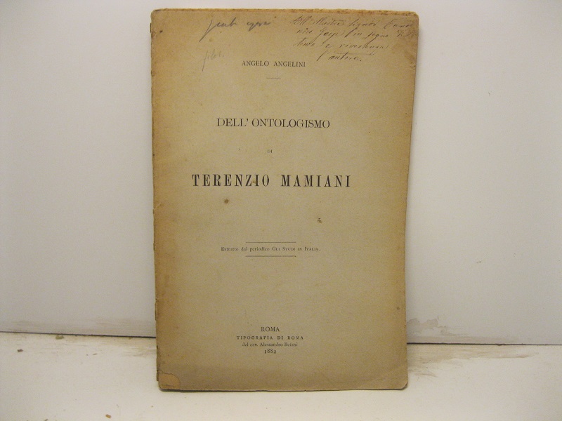 Dell'ontologismo di Terenzio Mamiani. Estratto dal periodico Gli Studi in …