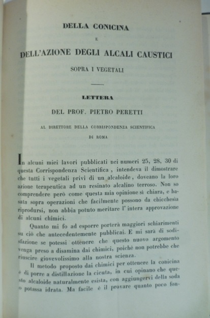 Della conicina e dell'azione degli alcali caustici sopra i vegetali. …
