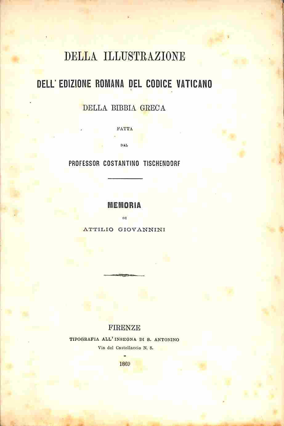 Della illustrazione dell'edizione romana del Codice Vaticano della Bibbia greca …