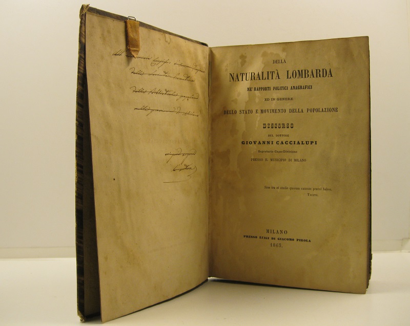 Della Naturalita' Lombarda ne' rapporti politici anagrafici ed in genere …