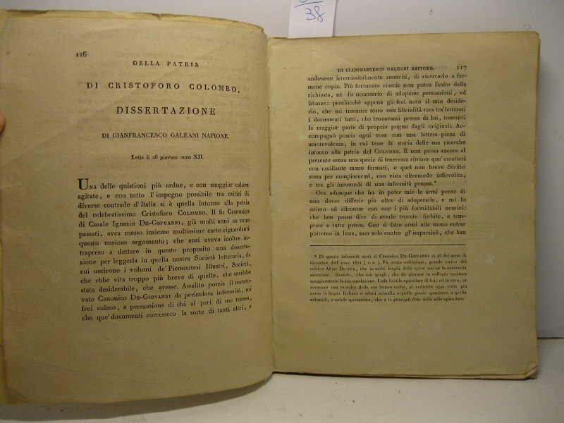 Della patria di Cristoforo Colombo. Dissertazione