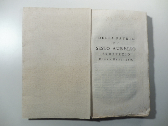 Della patria di Sesto Aurelio Properzio poeta elegiaco