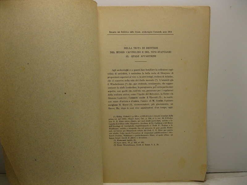 Della testa di Dionysos del Museo Capitolino e del tipo …