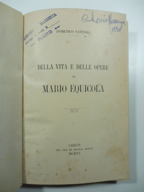 Della vita e delle opere di Mario Equicola