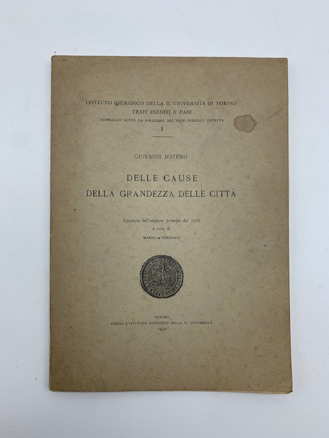 Delle cause della grandezza delle citta'