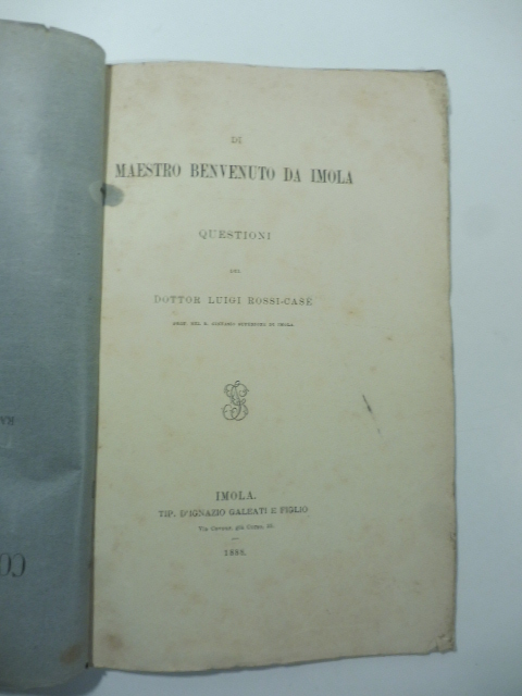 Di maestro Benvenuto da Imola. Questioni
