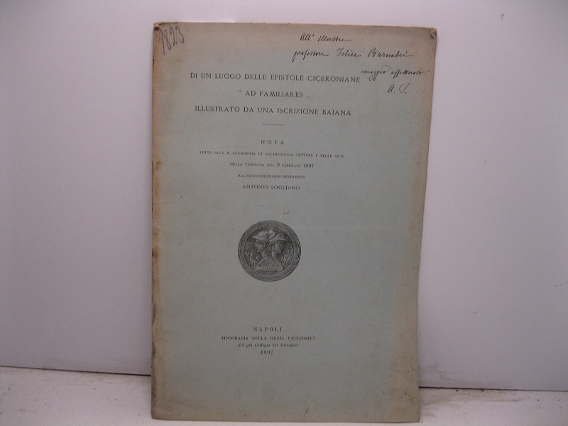 Di un luogo delle epistole ciceroniane 'Ad familiares' illustrato da …