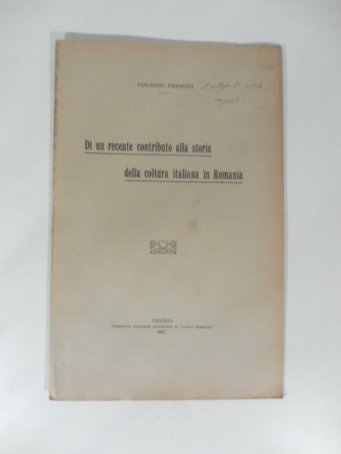 Di un recente contributo alla storia della coltura italiana in …