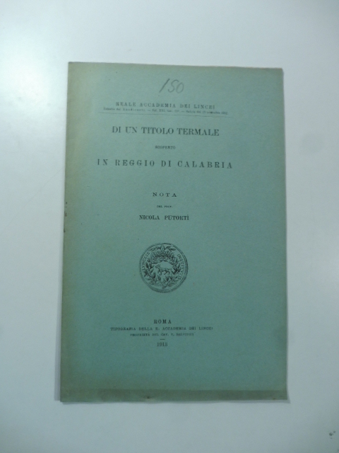 Di un titolo termale scoperto in Reggio Calabria. Nota
