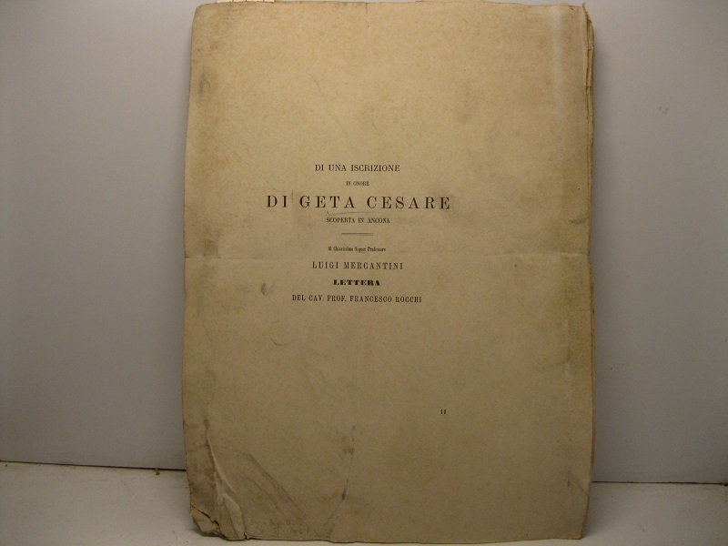 Di una iscrizione in onore di Geta Cesare scoperta in …