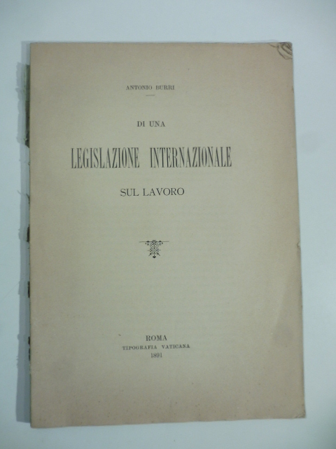 Di una legislazione internazionale sul lavoro