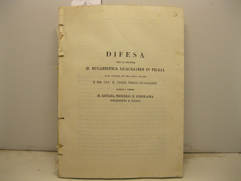 Difesa per la signora D. Eucaristica Guagliardi in Figlia qual …