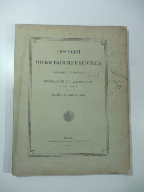 Discorsi di Vittorio Emanuele II re d'Italia al Parlamento nazionale …