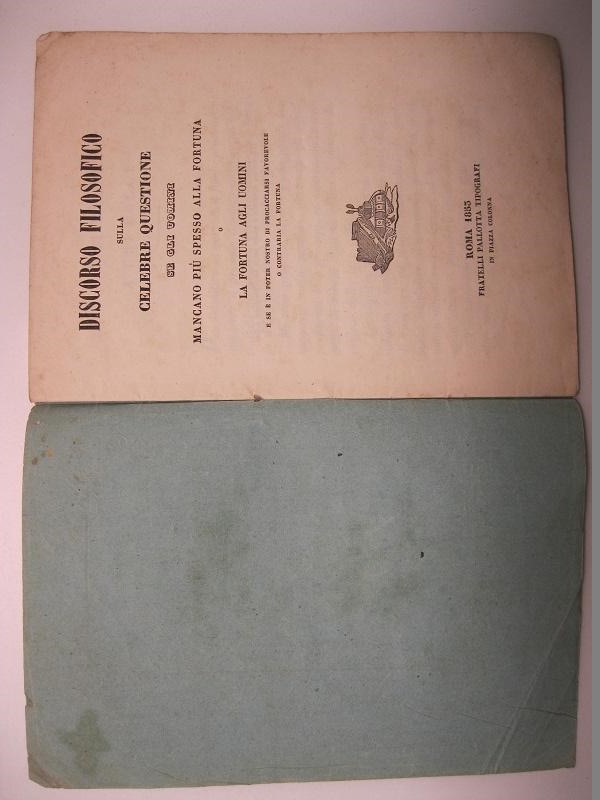 Discorso filosofico sulla celebre questione se gli uomini mancano piu' …