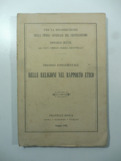 Discorso fondamentale delle religioni nel rapporto etico