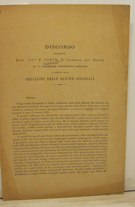 Discorso pronunziato dall'avvocato P. Corte regio console all'Havre al 1o …