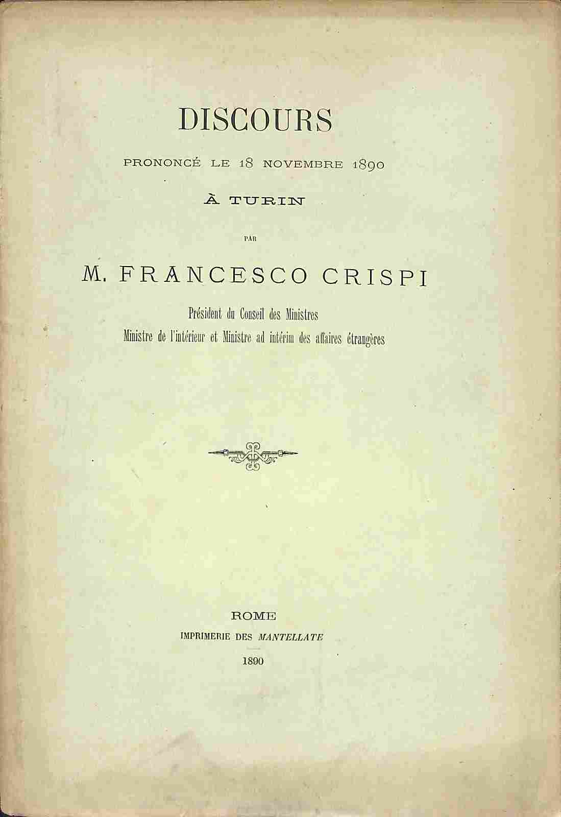 Discours prononce' le 8 octobre 1890 a Florence par M. …