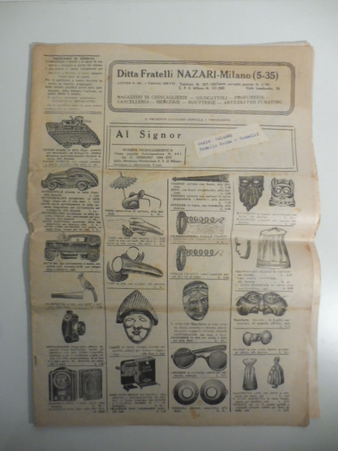 Ditta Fratelli Nazari, Milano. Magazzini di chincaglierie, giocattoli, profumerie, cancelleria, …