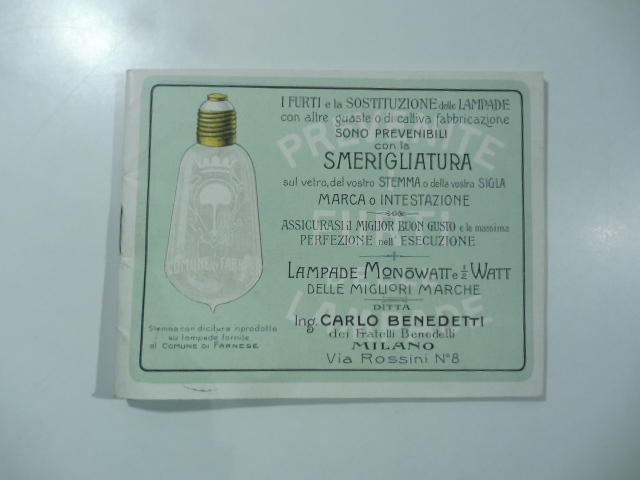 Ditta ing. Carlo Benedetti. Milano .smerigliatura sul vetro del vostro …