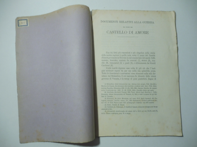 Documenti relativi alla guerra pel fatto del Castello di Amore