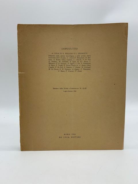 Dopotutto. Dibattito sulla poesia tecnologica e sulla poesia visiva