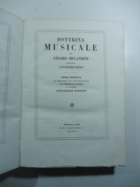 Dottrina musicale di Cesare Orlandini esposta in sei ragionamenti scientifici